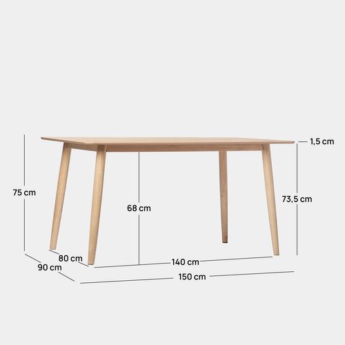Table Fixe En Bois Naturel 150x75cm