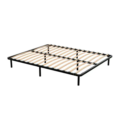 Sommier à Latte 160x200 Cm - Métal Noir - Bois Multiplis Peuplier