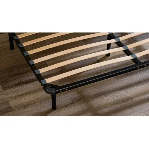 Sommier à Latte 160x200 Cm - Métal Noir - Bois Multiplis Peuplier