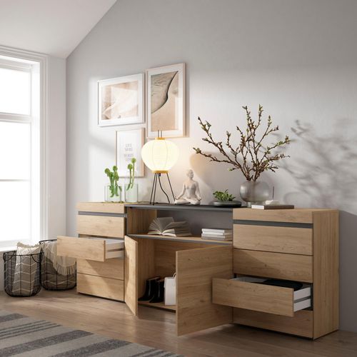 Buffet, 214x35x75cm, Commode, Armoire, Chêne