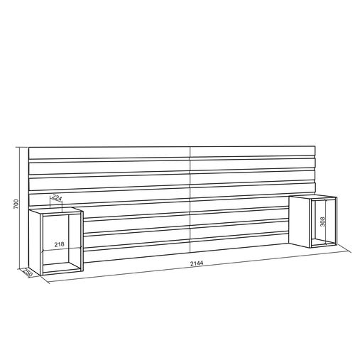 Tête De Lit, 214x70x3, Lit 120,135,140,150,160cm, Chêne