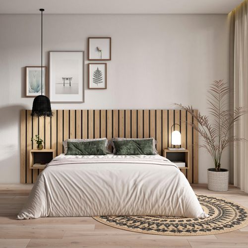 Tête De Lit, 258x107x3cm, Lit De 150,160,180cm, Chêne