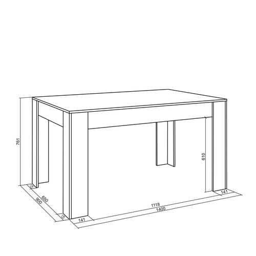 Table à Manger, 140x90x76cm, Pour 6 Personnes, Chêne