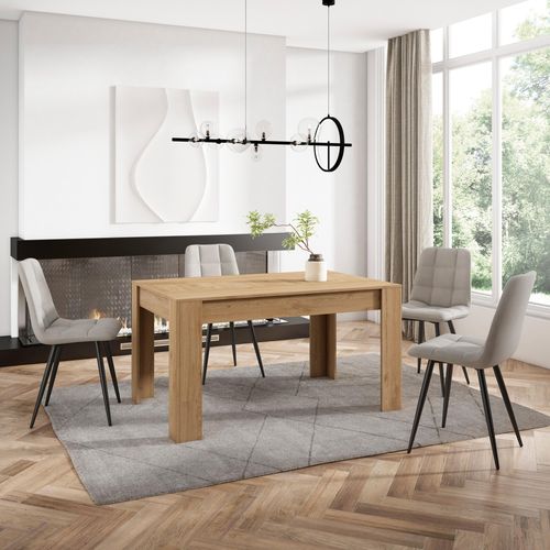 Table à Manger, 140x90x76cm, Pour 6 Personnes, Chêne