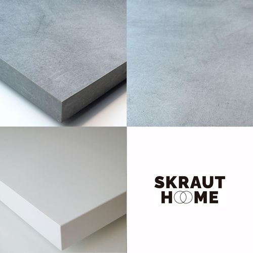 Table à Manger, 140x90x76cm, Pour 6 Personnes, Gris Ciment Et Blanc