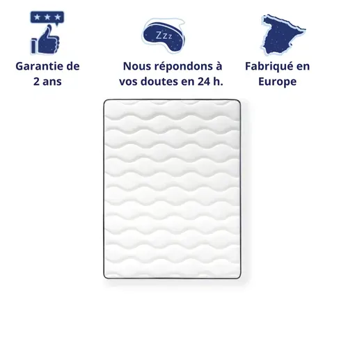 Matelas Mousse 90x190 cm ZAFIRE - Ferme - Réversible - Côté Été/hiver - H25 Cm