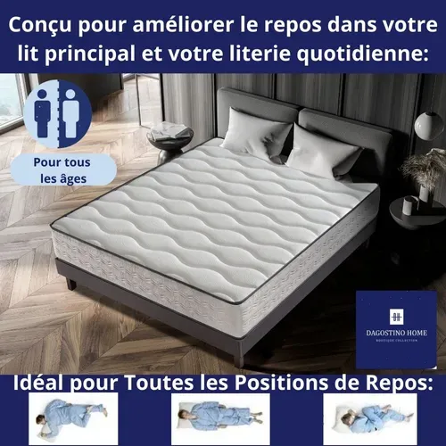 Matelas Mousse 140x190 cm ZAFIRE - Ferme - Réversible - Côté Été/hiver - H25 Cm