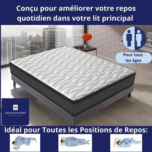 Matelas Mousse 90x200 cm ONYX - Ferme - Réversible - Côté Été/hiver - H20 Cm