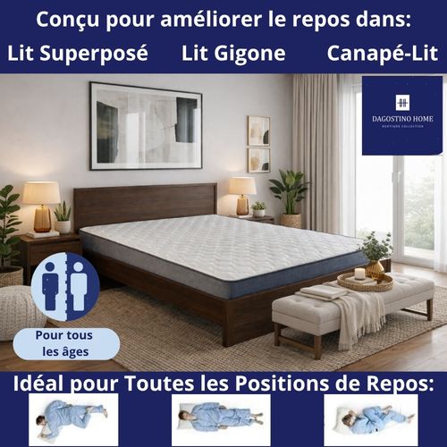 Matelas Mousse 80x200 cm NEW-YORK - Ferme - Réversible - Côté Été/hiver - H15 Cm