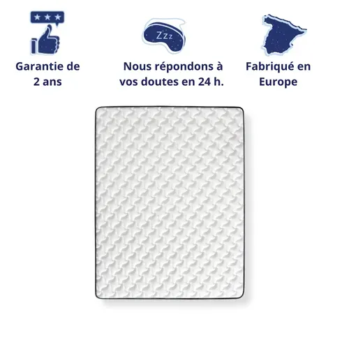 Matelas Mousse 80x200 cm NEW-YORK - Ferme - Réversible - Côté Été/hiver - H15 Cm