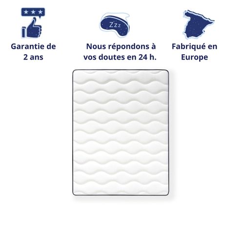 Matelas Mousse 80x200 cm ZAFIRE - Ferme - Réversible - Côté Été/hiver - H25 Cm