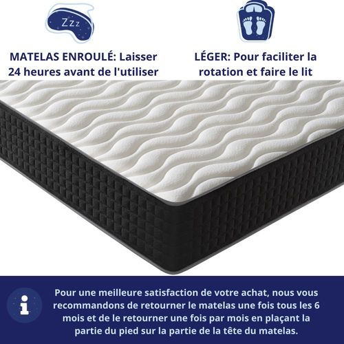 Matelas Mousse 160x200 cm CASABLANCA - Ferme - Réversible - Côté Été/hiver - H30 Cm
