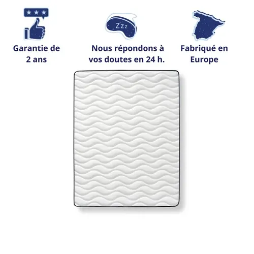 Matelas Mousse 180x200 cm CASABLANCA - Ferme - Réversible - Côté Été/hiver - H30 Cm