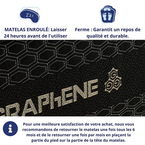 Matelas Mousse 180x200 cm OBSYDION - Ferme - Réversible - Côté Été/hiver - Epaisseur 30 cm