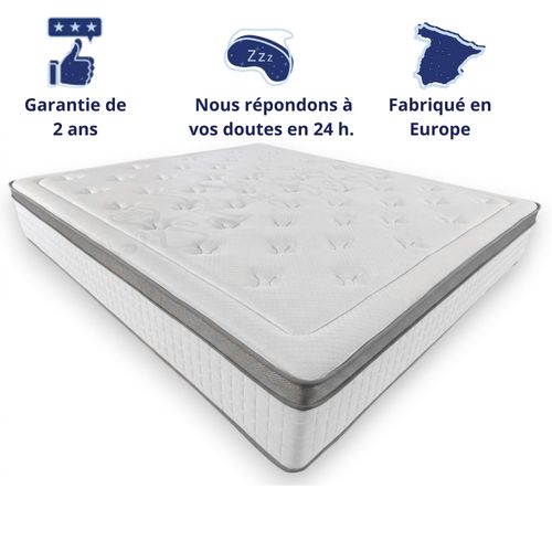 Matelas Ressorts Ensachés 180x200 Dubai - Ferme - Réversible - Côté été/hiver - H30 Cm