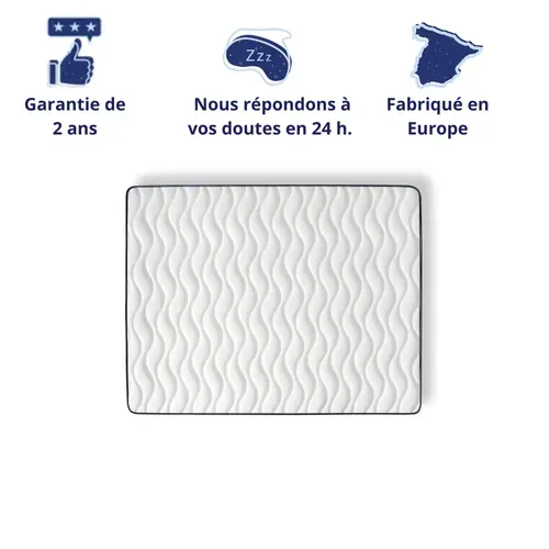 Matelas Mousse 140x190 cm GRAND BLEU - Ferme - Réversible - Côté été/hiver - Epaisseur 20cm