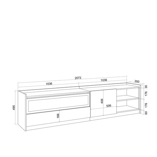 Meuble TV, Banc Télé, 207x37x50cm, Cheminée Électrique, Chêne Et Noir