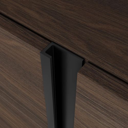 Meuble TV, Banc Télé, 315x35x50cm, Cheminée électrique XXL, LED, Chêne Foncé Et Noir