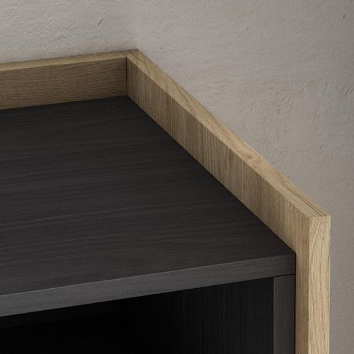 Meuble TV, Banc Télé, 310x50x37cm, Cheminée électrique, LED, Noir Et Chêne