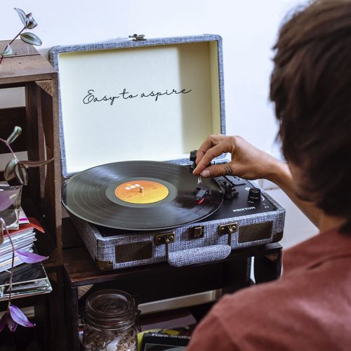 Platine Vinyle Vc400 - Tourne-disque Avec Bluetooth - Lecteur Et Convertisseur Des Vinyles - Gris