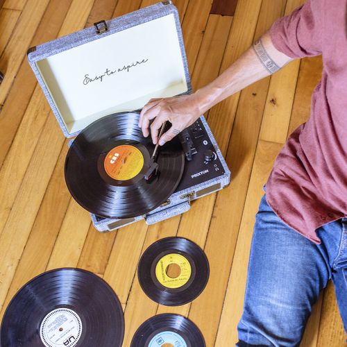Platine Vinyle Vc400 - Tourne-disque Avec Bluetooth - Lecteur Et Convertisseur Des Vinyles - Gris