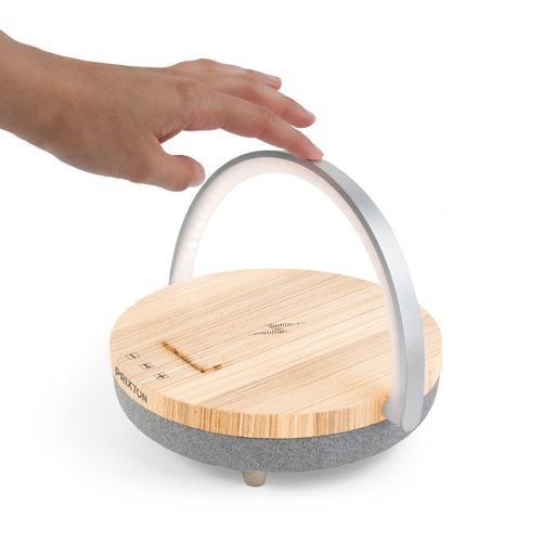 Lampe LED sans fil - Multifonction - Chargeur - Enceinte Bluetooth - Commande tactile - Bois
