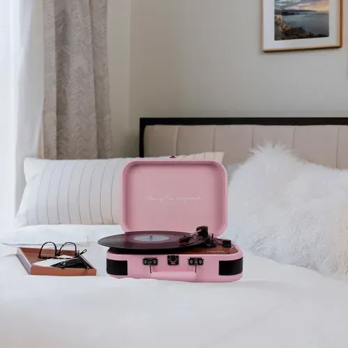 Platine Vinyle Vc600 - Tourne-disque Avec Bluetooth - Lecteur Et Convertisseur Des Vinyles - Rose