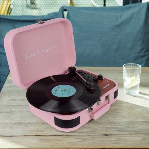 Platine Vinyle Vc600 - Tourne-disque Avec Bluetooth - Lecteur Et Convertisseur Des Vinyles - Rose