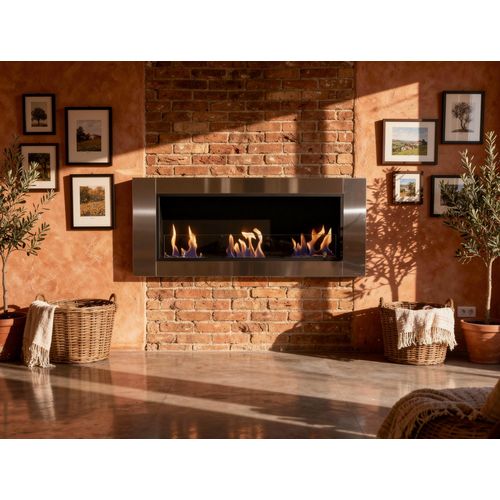 Grande Cheminée Biologique Au Sol Avec 3 Brûleurs