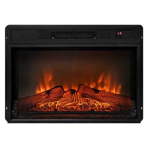Cheminée électrique 2000w En Verre Trempé Noir Avec Télécommande