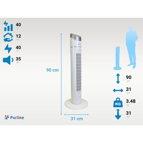 Ventilateur Colonne 40w Avec 3 Vitesses Et Oscillant