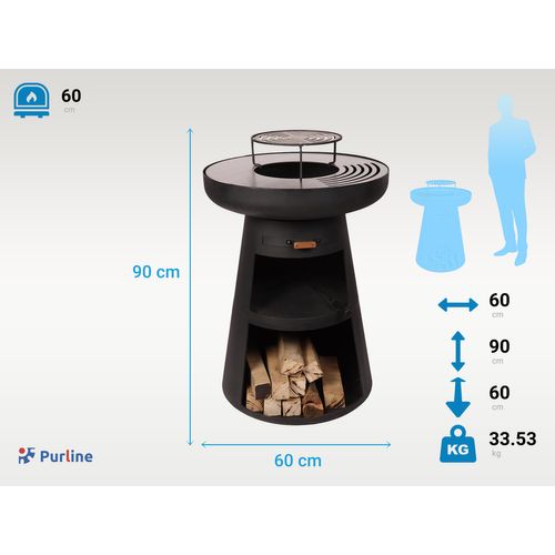 Brasero, Barbecue Rond Avec Grille En Acier Noir