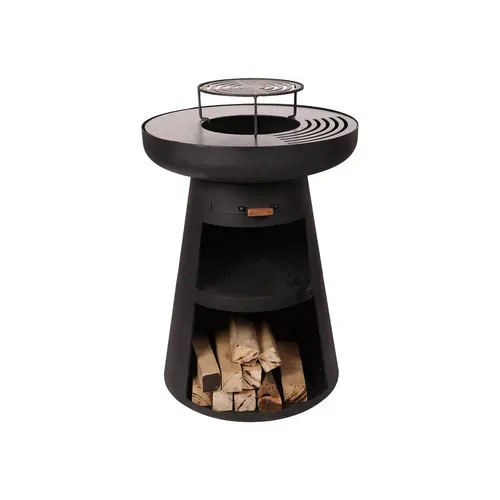 Brasero, Barbecue Rond Avec Grille En Acier Noir
