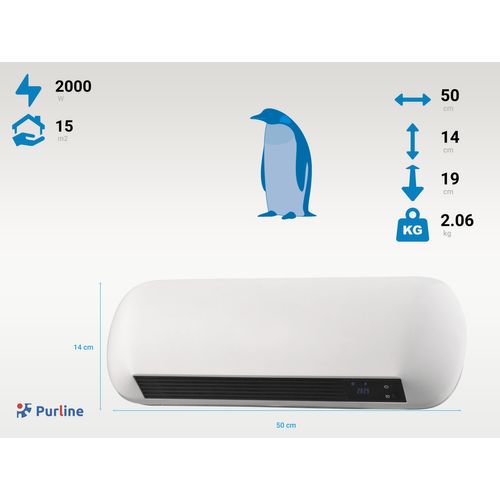 Chauffage Mural Split En Céramique 2000 W Avec Télécommande