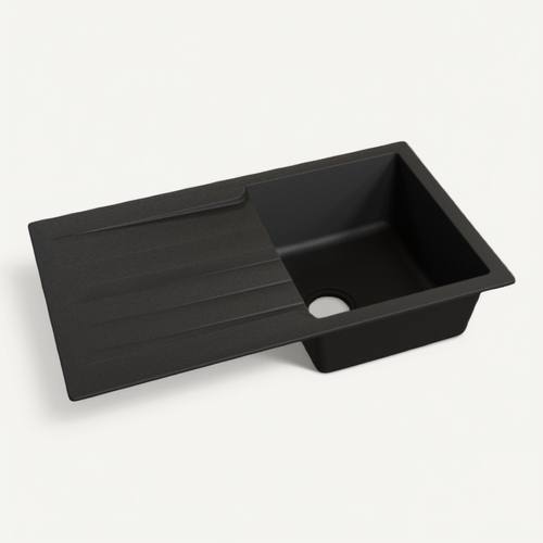 évier Resiroc Avec 1 Bac + égouttoir 86cm - Noir