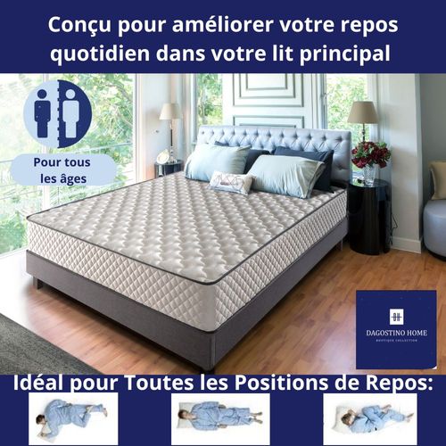 Matelas Mousse 140x190 cm EUROPE - Ferme - Réversible - Côté Été/hiver - H20 Cm