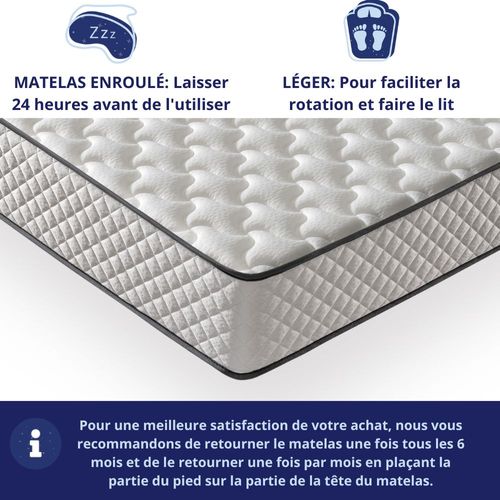 Matelas Mousse 140x190 cm EUROPE - Ferme - Réversible - Côté Été/hiver - H20 Cm
