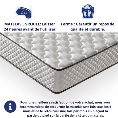 Ensemble 90x190 Matelas Mousse EUROPE - H20cm + Sommier Kit- Confortable Et Ferme