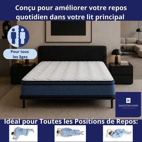 Lit Complet Matelas Mousse 160x200 H20 cm + Sommier Kit + Tête De Lit - Ferme Et Confortable