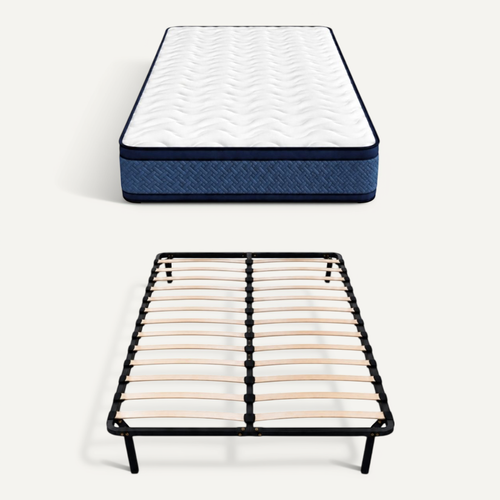 Lit Complet Matelas Mousse 160x200 H20 cm + Sommier Kit + Tête De Lit - Ferme Et Confortable