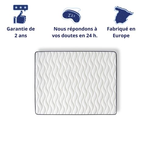 Lit Complet Matelas Mousse 160x200 H20 cm + Sommier Kit + Tête De Lit - Ferme Et Confortable