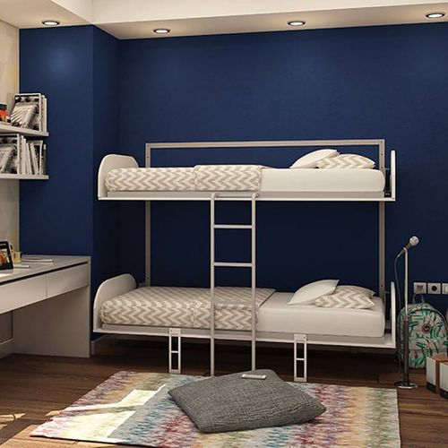 Lit Superposé Escamotable Avec Matelas Blanc 192x214x102cm