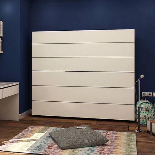 Lit Superposé Escamotable Avec Matelas Blanc 192x214x102cm