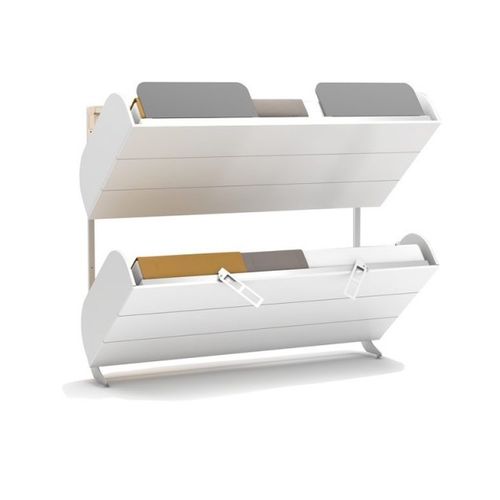 Lit Superposé Escamotable Avec Matelas Blanc 192x214x102cm