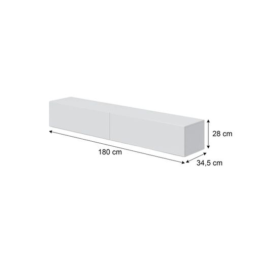 Meuble TV 180cm suspendu ALIZEE blanc brillant