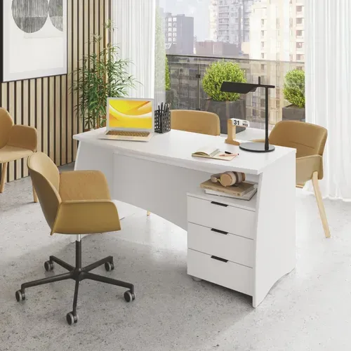 Bureau avec tiroirs INK Blanc vue d'ambiance 1