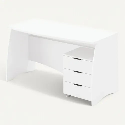 Bureau avec tiroirs INK Blanc vue 3/4