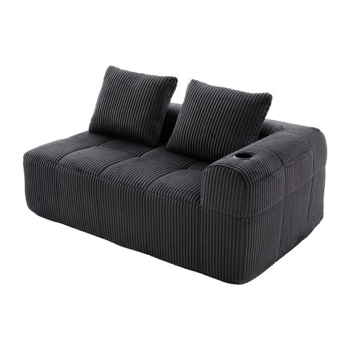 Méridienne, Revêtement En Velours Côtelé, Sans Assemblage, Gris