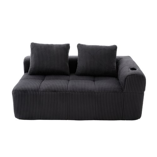 Méridienne, Revêtement En Velours Côtelé, Sans Assemblage, Gris