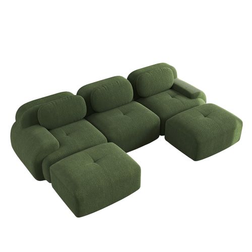 Canapé En U, Antidérapant, Haute Résilience, Velours Côtelé, Vert